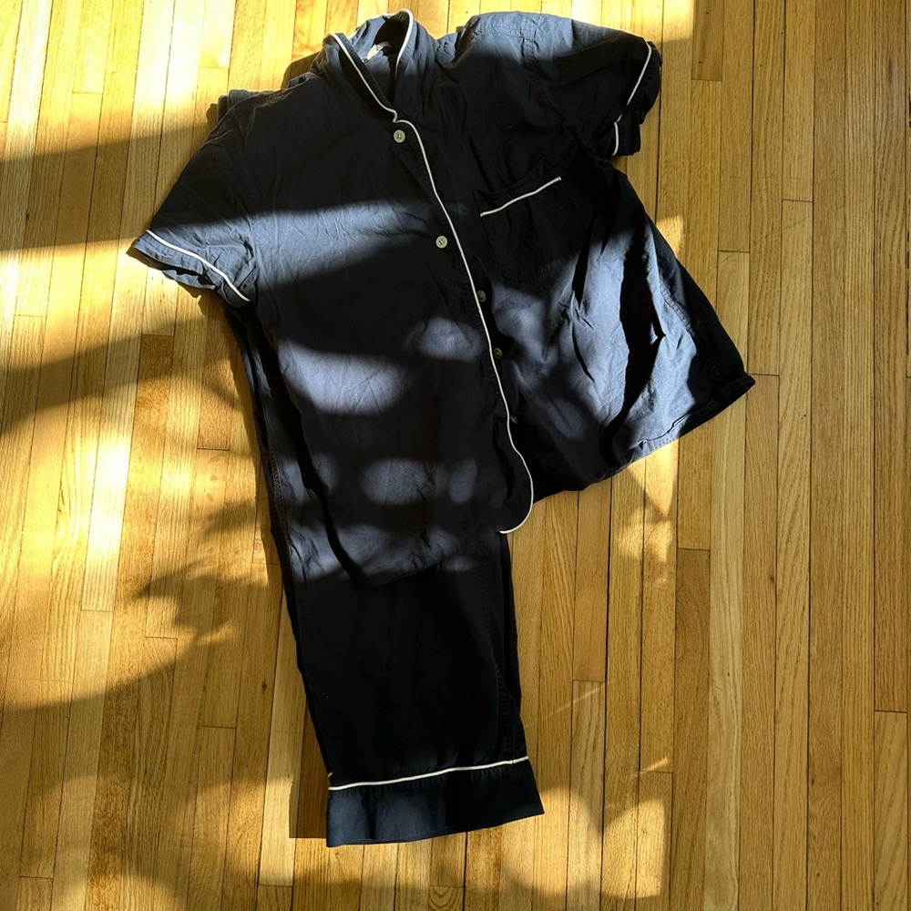 J. Crew Navy Pajamas White Piping